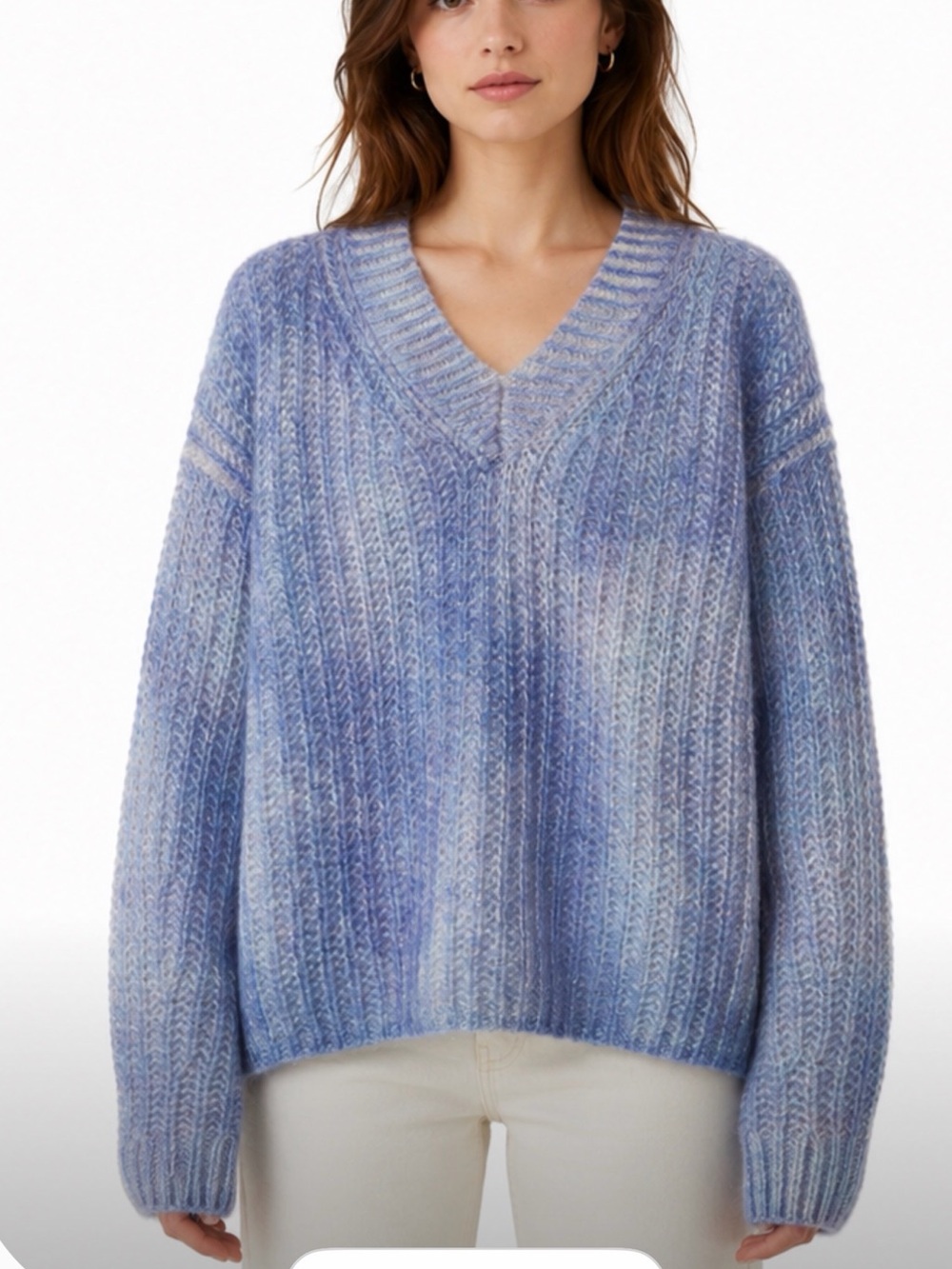 COS SPRAY-EFFECT MOHAIR V-NECK JUMPER size L